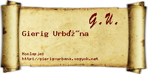 Gierig Urbána névjegykártya